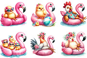 Cute Chicken's on Flamingo Floats Cl, an Illustration by DreamArtGraphic (Thumbnail 4 of 4)