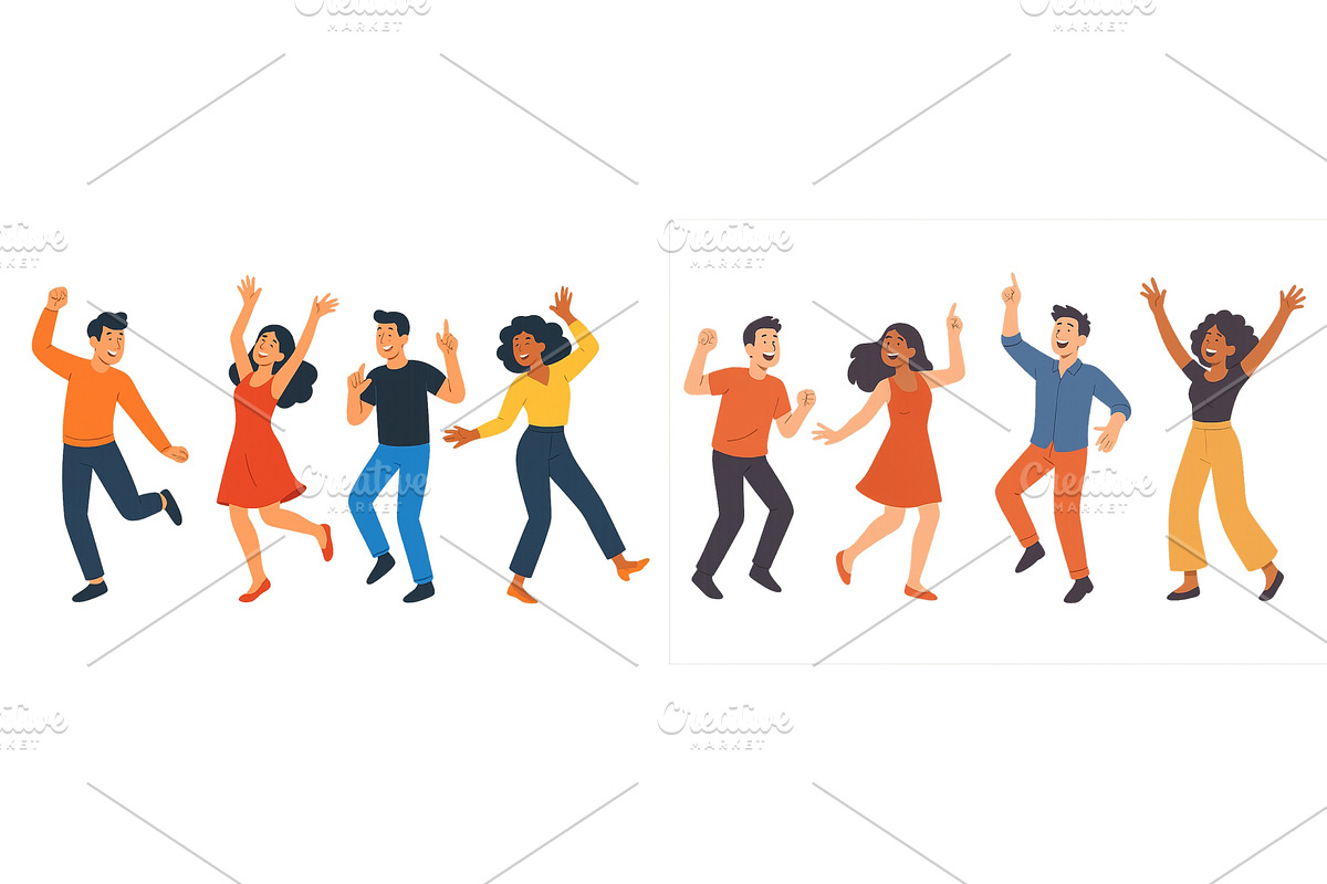 Group of friends joyfully dancing, a Person Illustration by ZinetroN