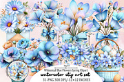Whimsical Blue Flowers Spring Clipar, an Illustration by SVGArt (Thumbnail 1 of 9)