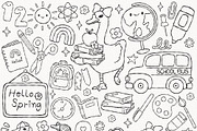 Spring Goose School Outline SVG, an Education Illustration by TitaLivingArt (Thumbnail 2 of 9)