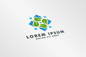 leaf and abstract flower logo