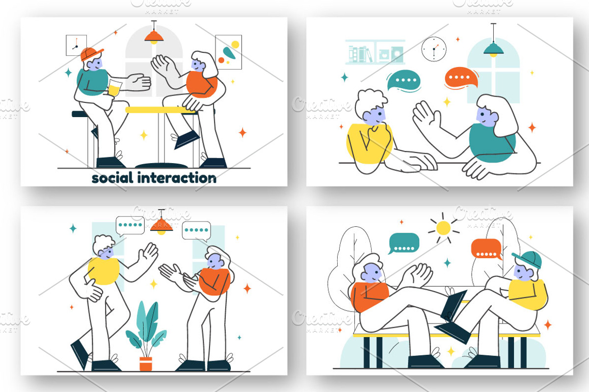 10 Social Interaction Illustration, a Person Illustration by denayunebgt (Photo 2 of 4)
