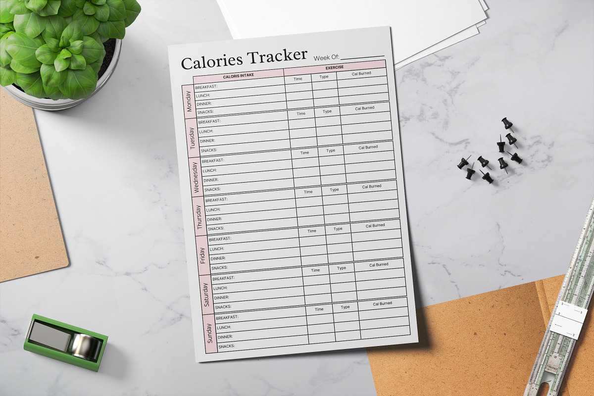 Calorie Counting, Calorie Tracker, a Print Template by Snapybiz
