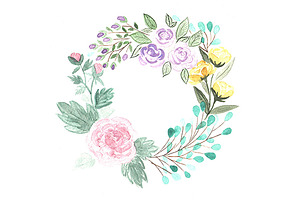 7 Watercolor Floral Wreath Frames