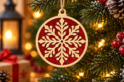 Red Glitter Snowflake Ornament Laser, an Object Graphic by Libby Wishes (Thumbnail 2 of 3)