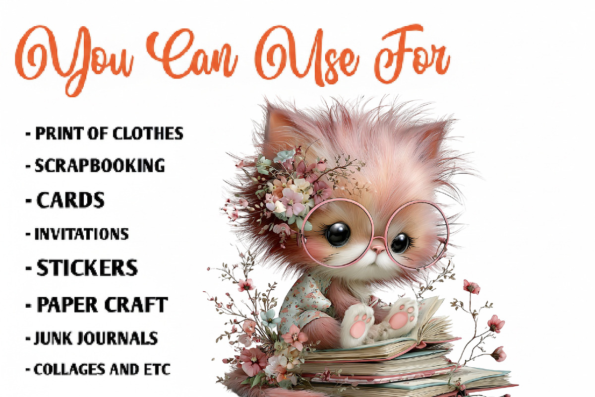Cute Kitten StoryBook PNG Clipart, a Seasonal Illustration by CreationArt (Photo 5 of 7)