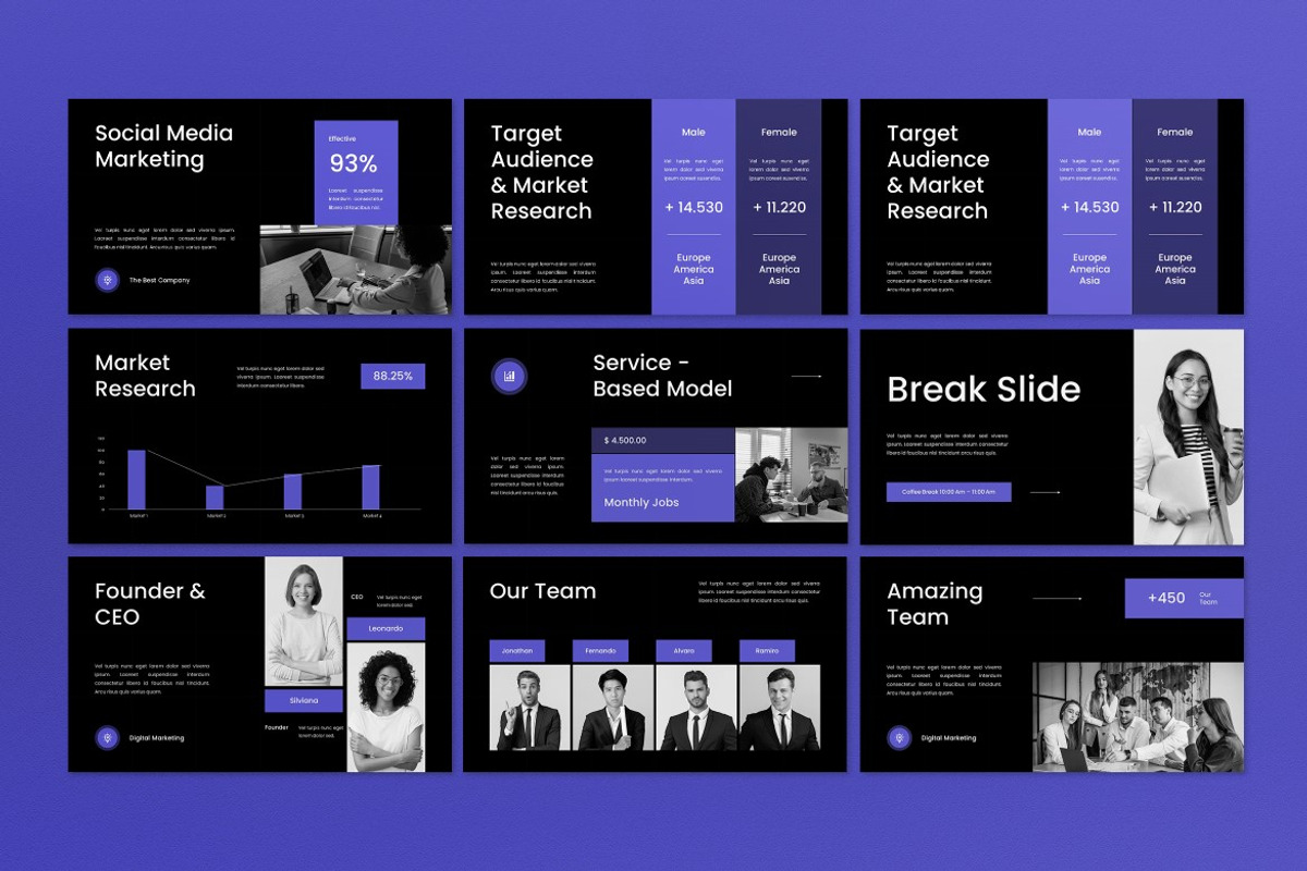 Black Digital Marketing Google Slide, a Presentation Template by graphicook (Photo 5 of 8)