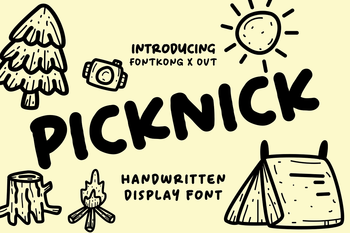 Picknick - Handwritten Display Font, a Handwritten Font by overlaytemplates (Photo 1 of 6)