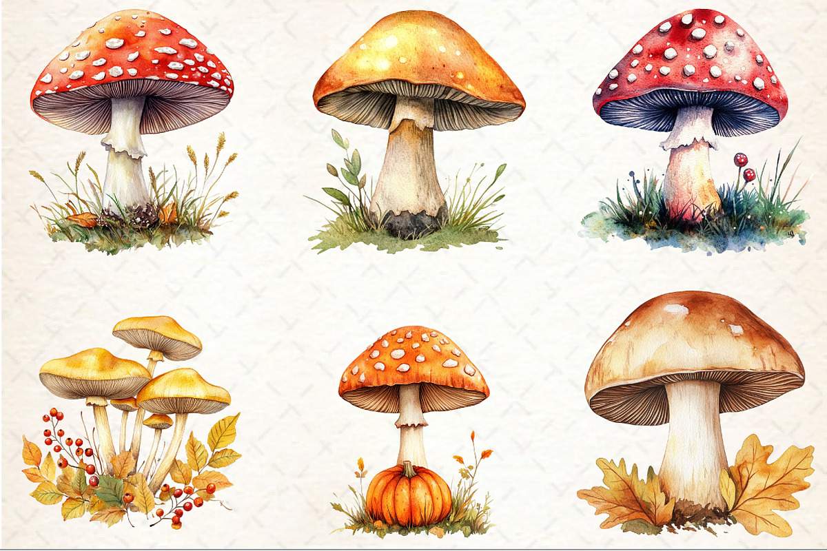 Autumn Mushroom Clipart, an Illustration by Rose Art (Photo 2 of 8)