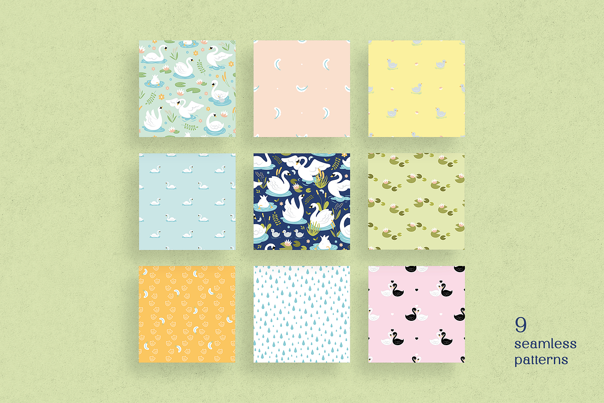 Lovely Swans Clipart & Patterns, a Pattern Graphic by LiSA Creative Mood (Photo 4 of 9)