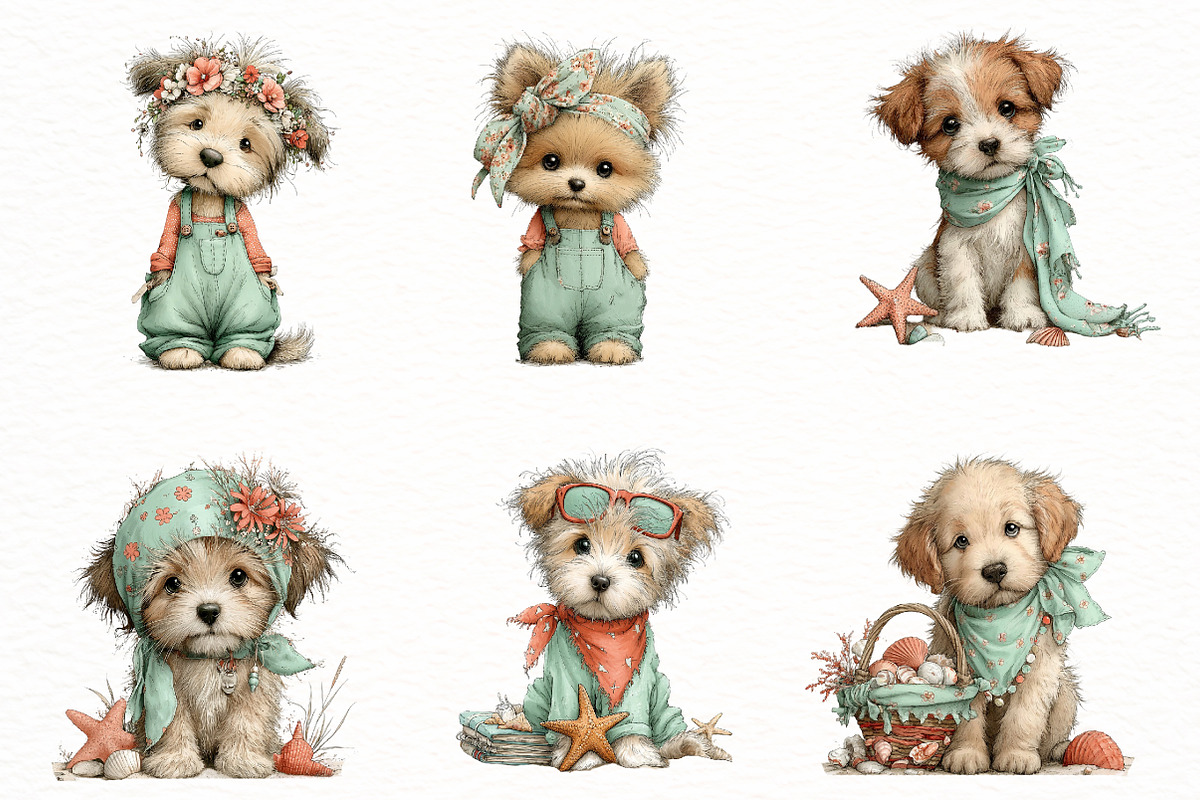 Whimsical Summer Dogs clipart, an Illustration by Designworld (Photo 3 of 5)