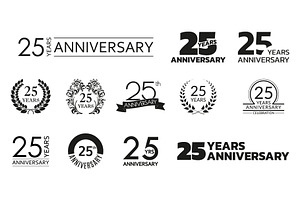 25 Years Anniversary Icon, Logo Set