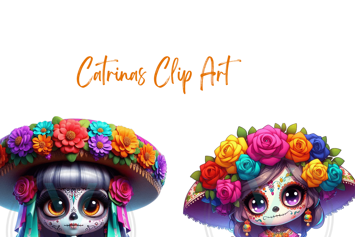 Cute dolls Catrina Day of the dead, a Seasonal Illustration by VM PARTYS  BY TAIRUMA (Photo 6 of 8)
