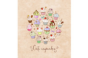 Doodle cupcakes, a Food Illustration by Elina_Li (Thumbnail 7 of 8)