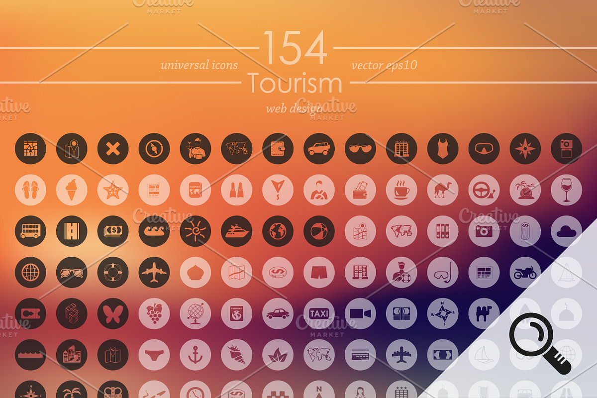 154 TOURISM icons, a Templates & Theme by Palau (Photo 1 of 4)