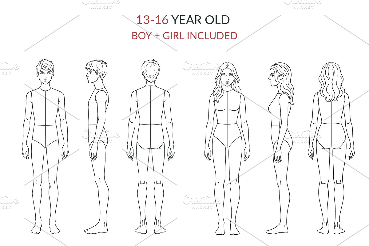 Teen Fashion Croquis Bundle, a Person Illustration by Shorena Fashion Draws (Photo 3 of 13)
