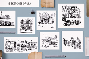 40 B&W Urban Sketches Pattern