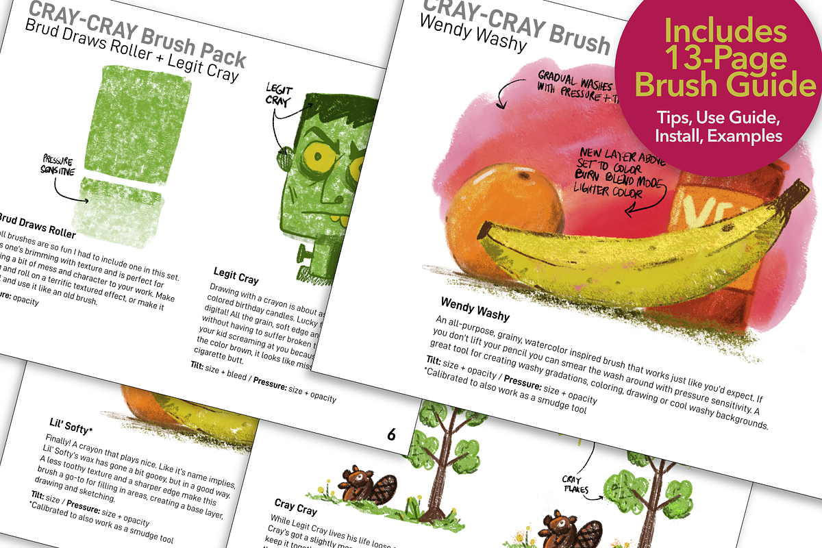 Procreate Cray-Cray Crayon Brushes, a Brush Add-On by Ink Gang Boss (Photo 6 of 8)