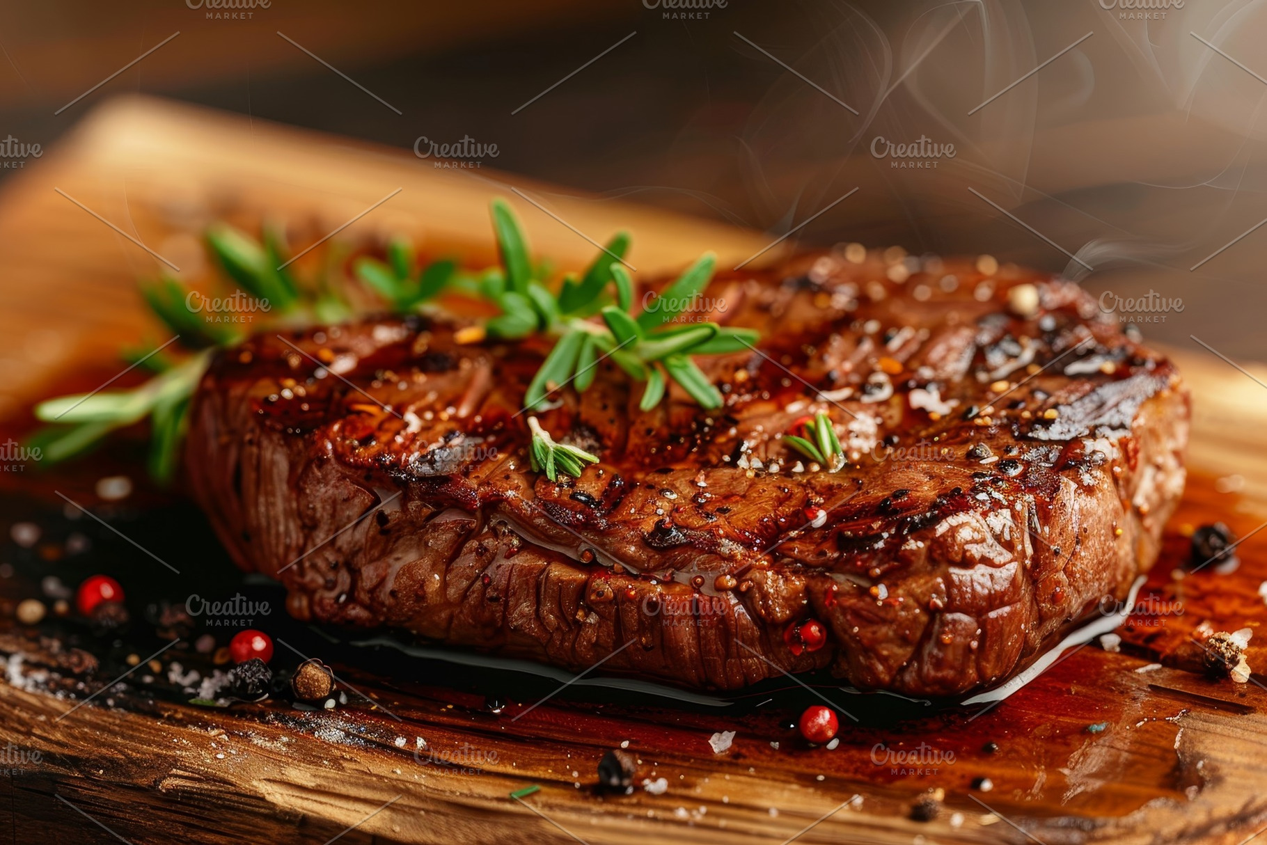 A perfectly grilled steak resting on, a Photo by Tanuart