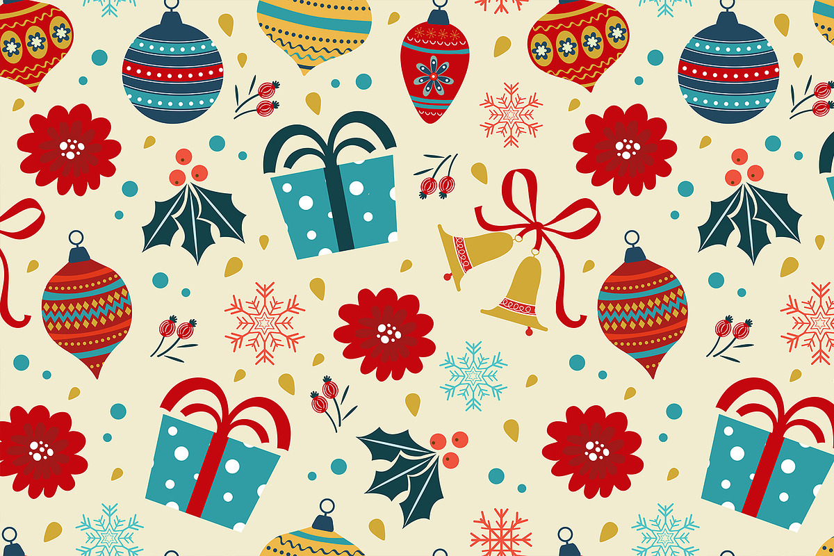 Christmas baubles set and patterns, a Decorative Illustration by Olillia (Photo 9 of 18)