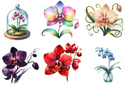 Watercolor Orchid Clipart, an Illustration by Designworld (Thumbnail 5 of 7)