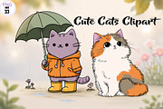Cute Cats Clipart, a Seasonal Illustration by CreationArt (Thumbnail 1 of 5)
