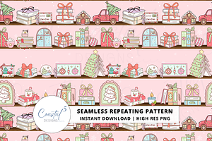 Christmas Bookish Seamless Pattern, a Pattern Graphic by Coastal 5 Designs