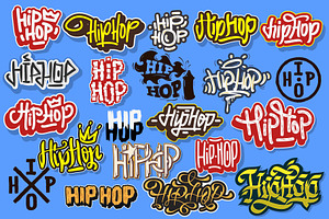 21 Hip Hop Letterings, Tags, Labels