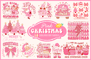 Pink Christmas PNG Sublimation, a Seasonal Illustration by LemonDesign