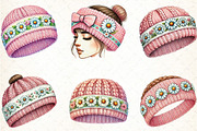 Pink Knitted Hat With Daisies Png, an Illustration by DreamCafeArt (Thumbnail 2 of 6)