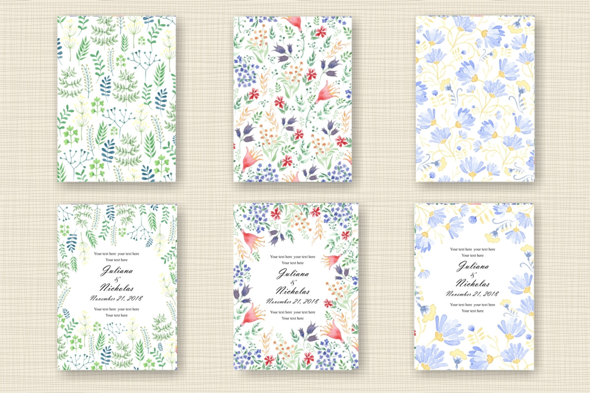 Watercolor wedding invitation set, a Card Template by NataLito (Photo 1 of 4)