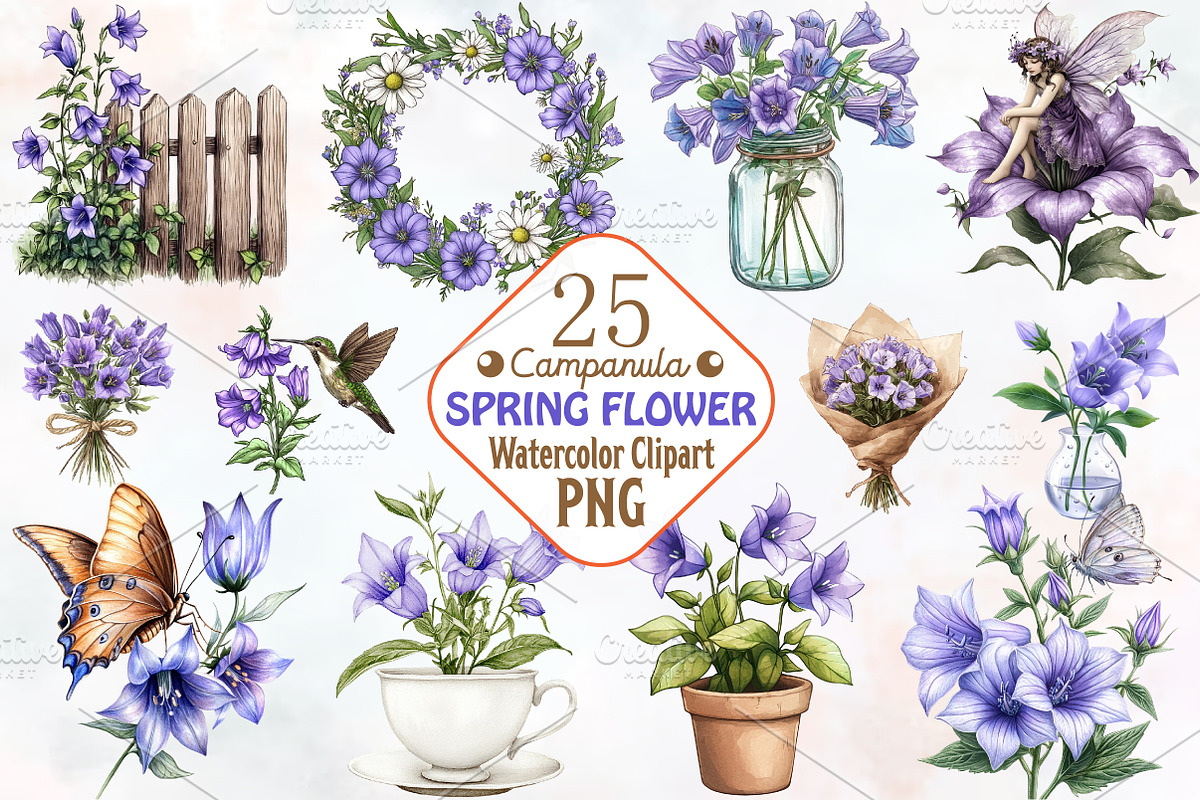 Spring Campanula Flower Clipart, an Illustration by RobertsArt (Photo 1 of 7)