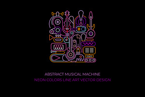 Abstract Musical Machine Neon Colors