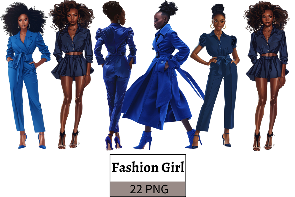 Fashion Girl in Indigo Cliparts, a Person Illustration by Mash Mash Stickers (Photo 1 of 9)