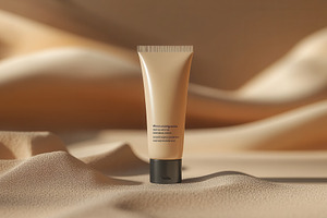 Skincare product resting on textured, a Photo by Tanuart
