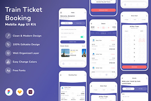Train Ticket Booking App UI Kit, an UI Kit Template by Betush