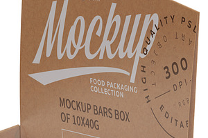 Kraft Bars And Box Of 10x40g Mockup