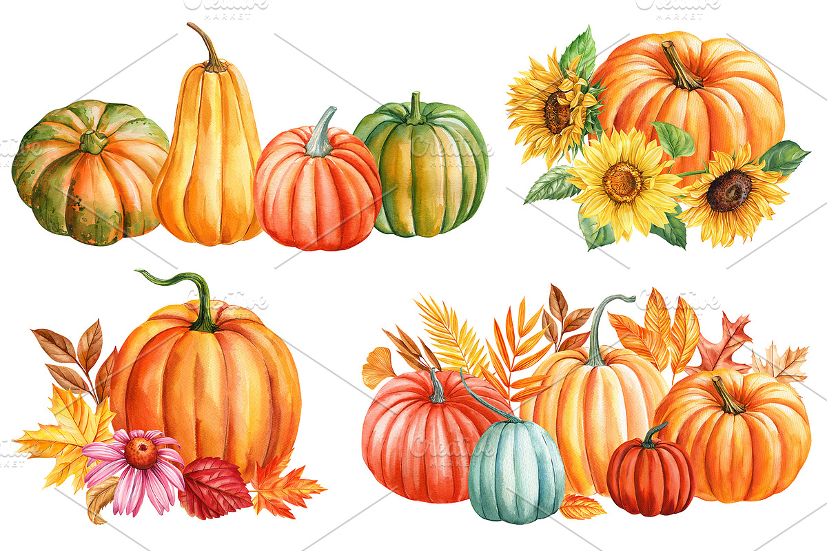 Harvest Thanksgiving fall clipart, a Decorative Illustration by Hanna Hryharenka (Photo 13 of 20)