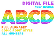 Pop it Rainbow alphabet & numbers, an Education Illustration by VectoriyA (Thumbnail 1 of 3)