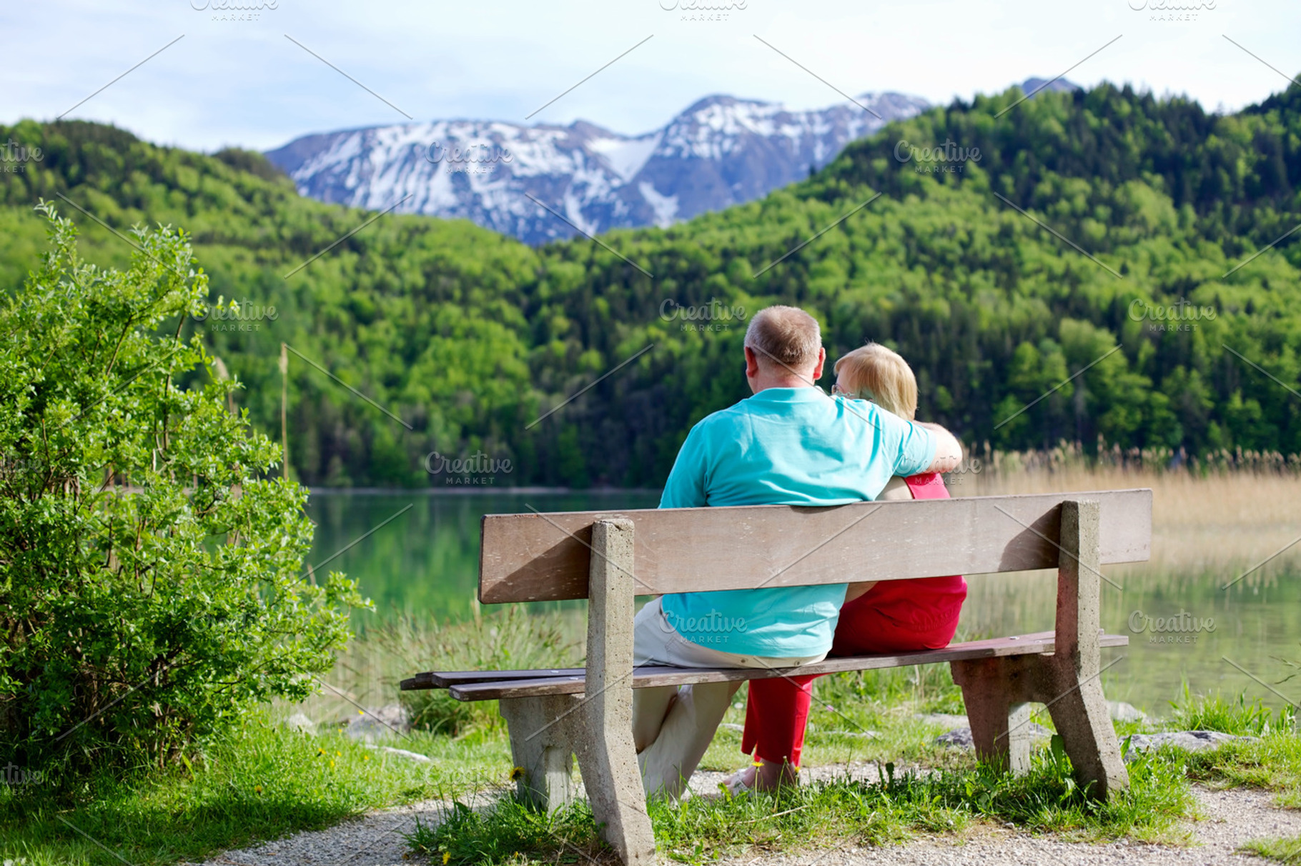 Elderly Couple On Bench