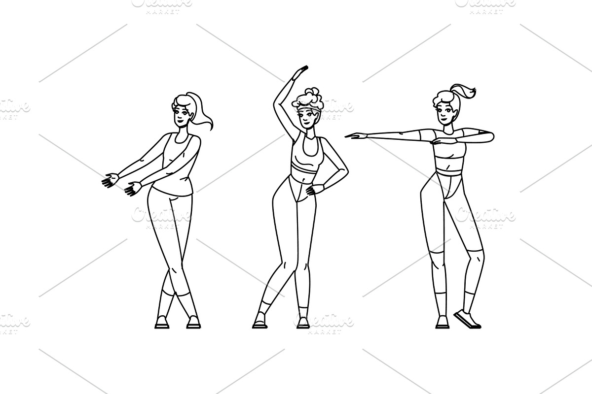 hop zumba class lesson vector, a Person Illustration by pikepicture