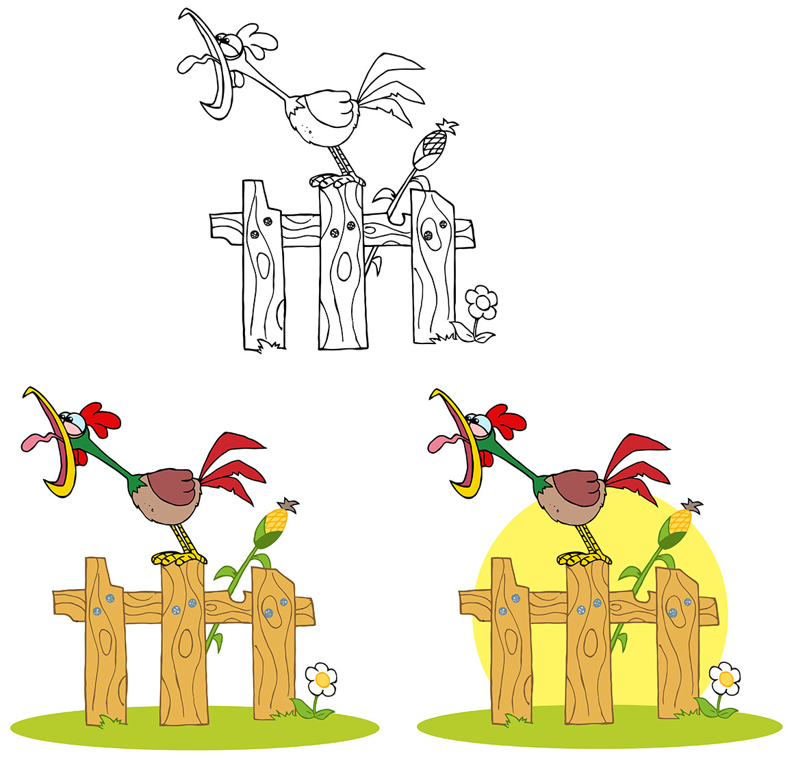 Rooster Character Collection Set, an Animal Illustration by HitToon