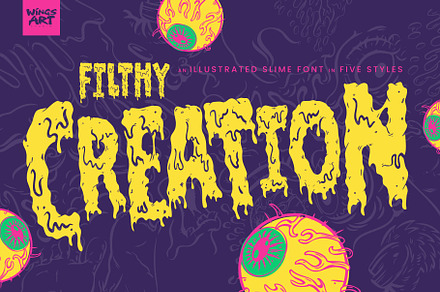 Filthy Creation Retro Slime Font, a Font by Wingsart Studio