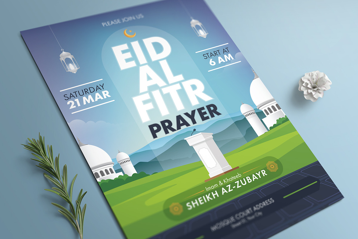 Eid Al Fitr Prayer Template, a Flyer Template by Aarley Kaiven (Photo 1 of 2)