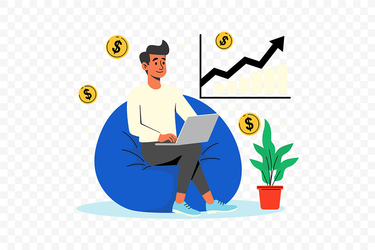 Remote Work Financial Growth Vector, a Work Illustration by Partikusi Design (Photo 2 of 3)
