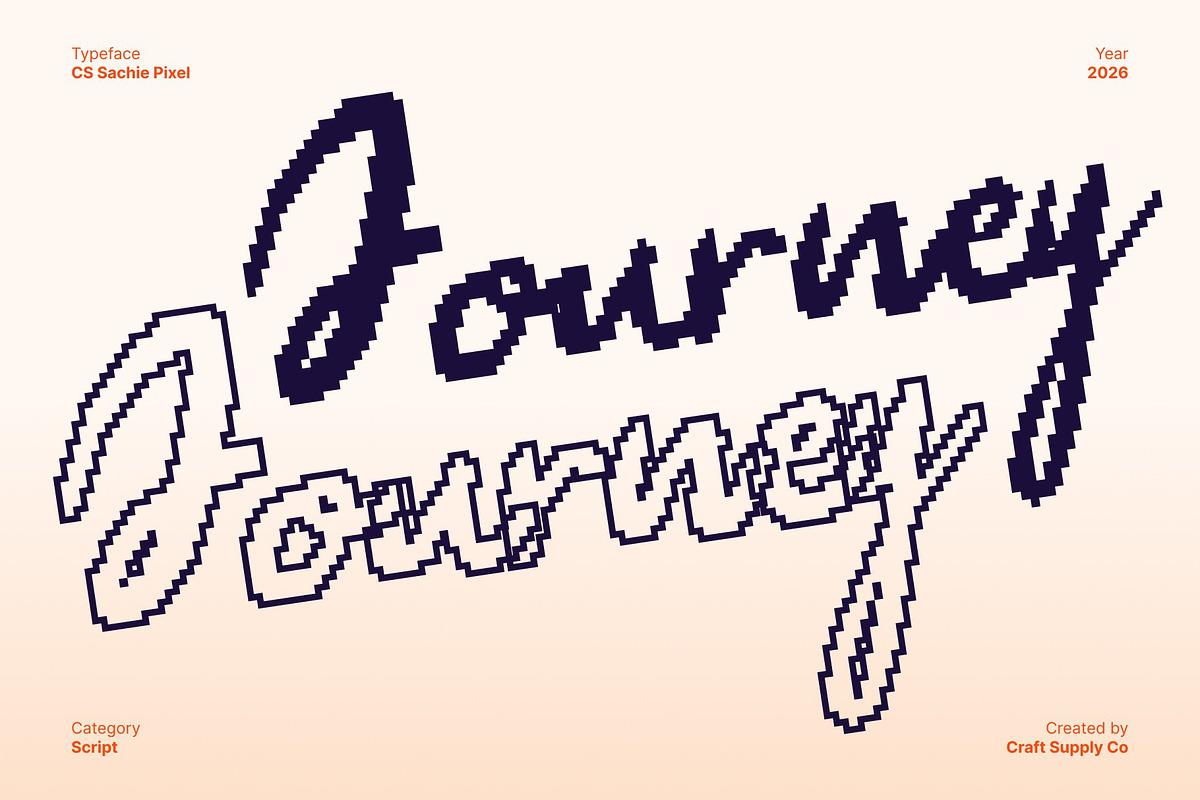 CS Sachie Pixel, a Script Font by Craft Supply Co. (Photo 6 of 8)