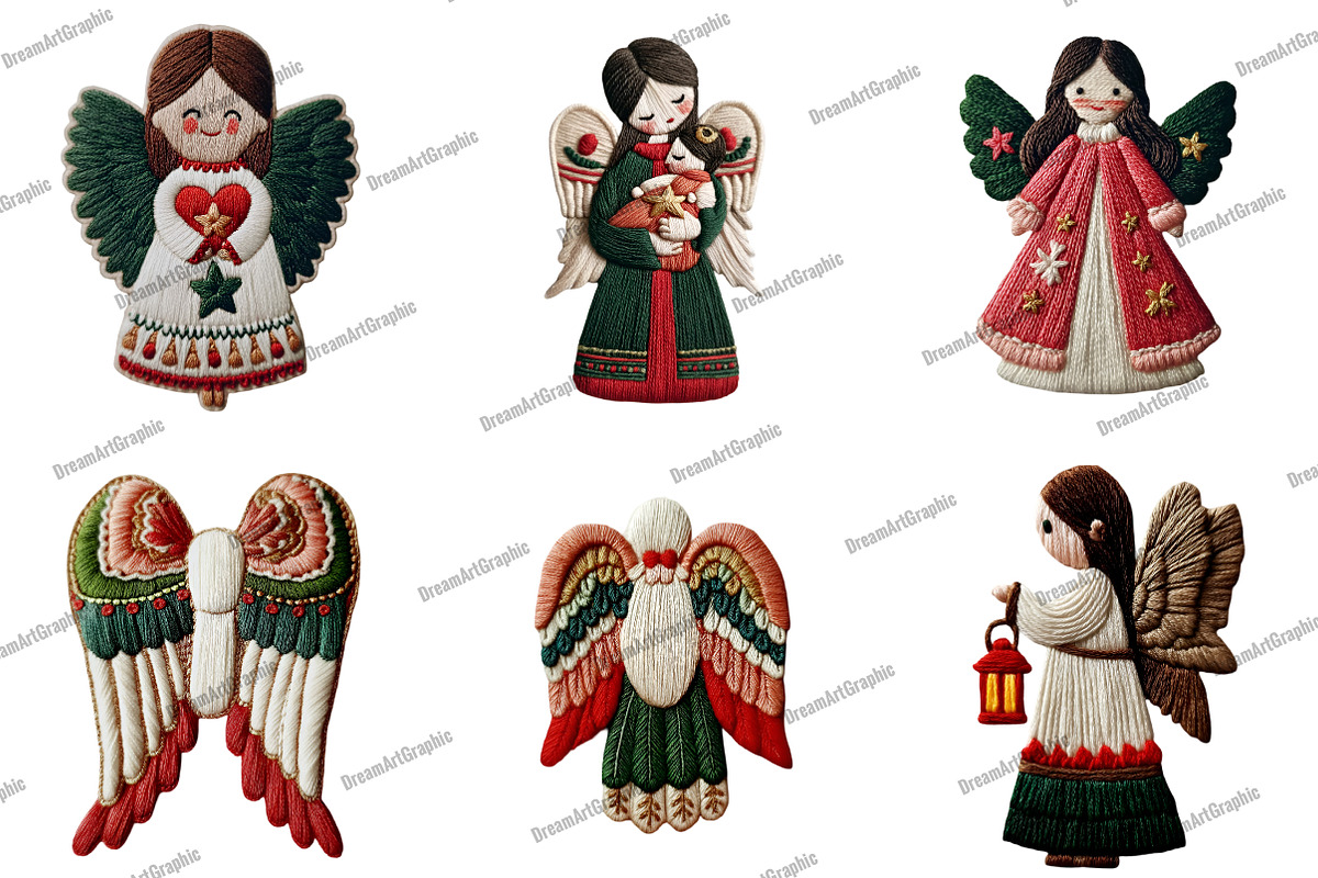 Whimsical Christmas Angel Clipart, an Illustration by DreamArtGraphic (Photo 2 of 5)