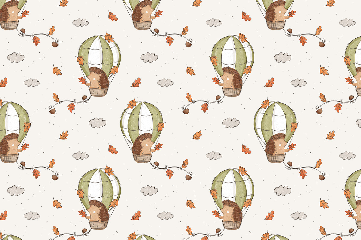 Hedgehog and air balloon, a Pattern Graphic by Olena Kuznietsova (Photo 9 of 10)