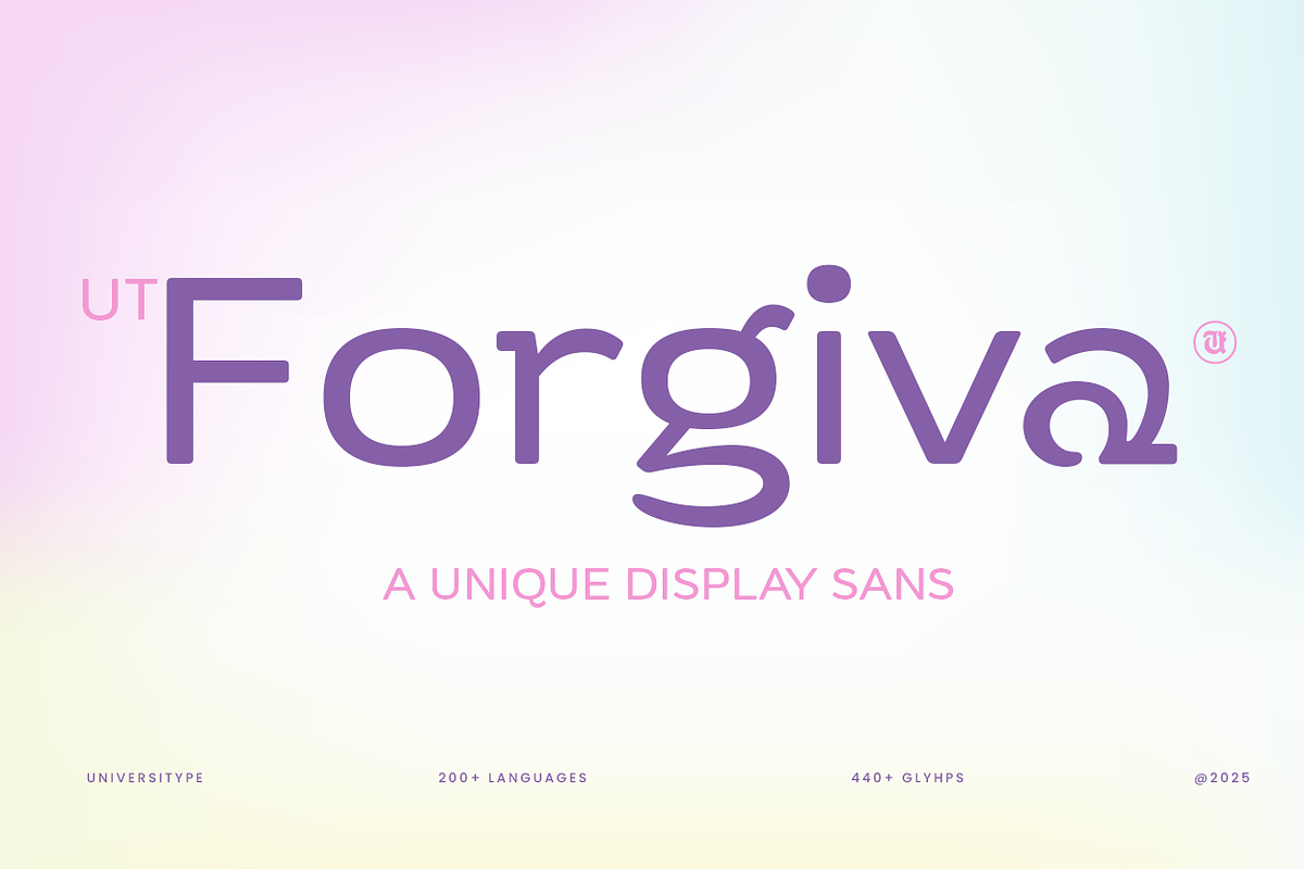 UT Forgiva - A Unique Display Sans, a Sans Serif Font by Universitype (Photo 1 of 11)