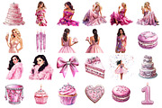 Birthday Girl Clipart Bundle, a Seasonal Illustration by designcity5 (Thumbnail 2 of 5)